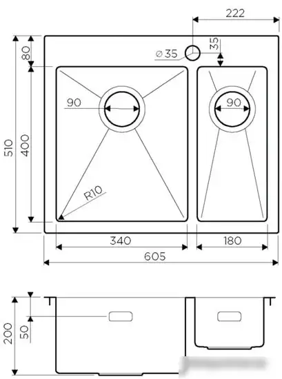 Кухонная мойка Omoikiri Akisame 60-2 IN-L - фото товара