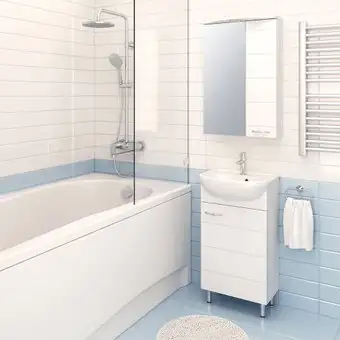 Runo Тумба с умывальником Runo Кипарис 45 + Уют 45 (напольная) – изображение в каталоге