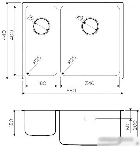 Кухонная мойка Omoikiri Tadzava 58-2-U/IF IN-R - фото товара