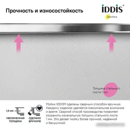 Кухонная мойка IDDIS Edifice EDI54G0i77 - фото товара