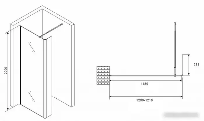 Душевая стенка Abber Immer Offen AG66120B - фото товара