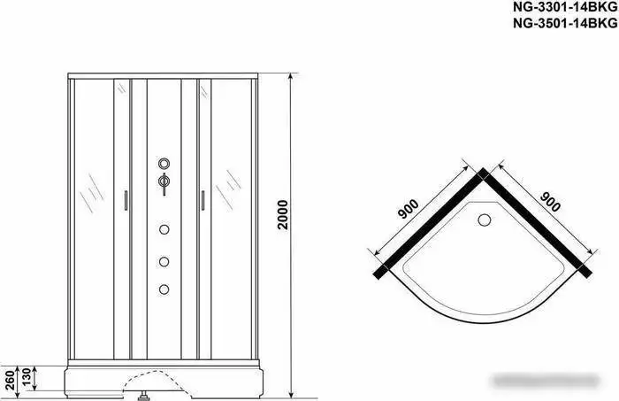 Душевая кабина Niagara NG-3501-14BKG 90x90 - фото товара
