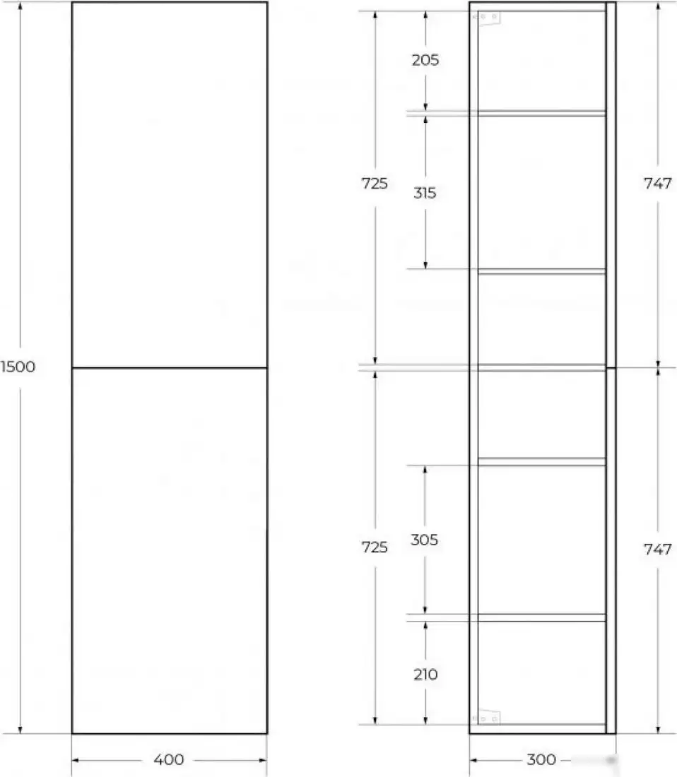 BelBagno Шкаф для ванной DUE-1500-2A-SC-BL-P – фото товара