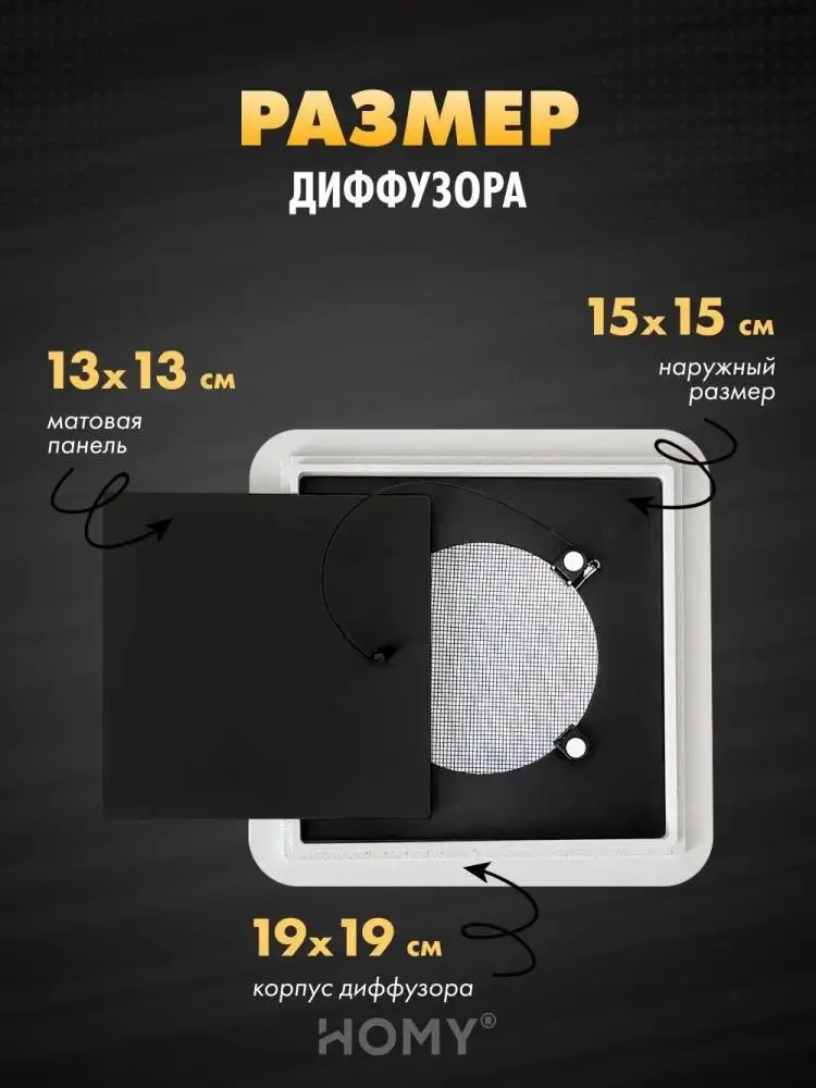 Вентиляционная решетка HOMY AIR квадратный AS100BS 15x15 (черная) – фото товара