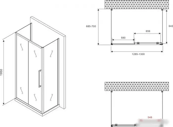 Душевой уголок Abber Schwarzer Diamant AG30130BH-S70B-S70B - фото товара