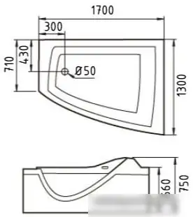 Ванна Gemy G9056 B R 170x130 - фото товара