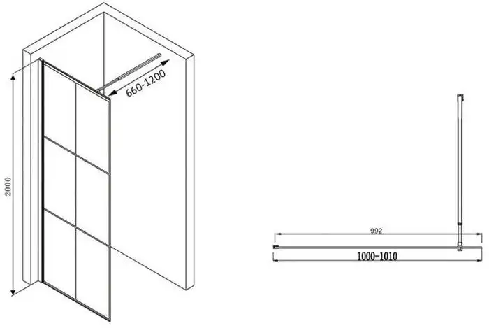 Душевая стенка Abber Immer Offen AG62100B8 - фото товара