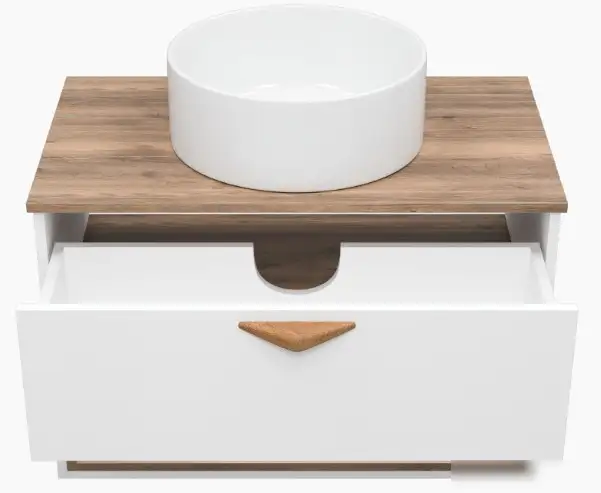 Brevita Тумба под умывальник Bergen 80 BER-07080-19-01-1Я (белый/темное дерево) – фото товара