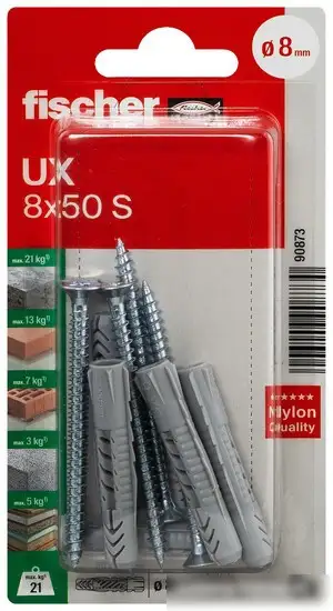 Дюбель универсальный Fischer UX 8X50 SK NV 90873 (5 шт) – фото товара