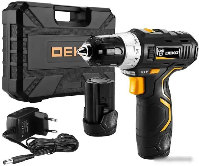 Дрель-шуруповерт Deko GCD12DU3 SET 4 063-4140 (с 2-мя АКБ, кейс, набор оснастки) – фото товара