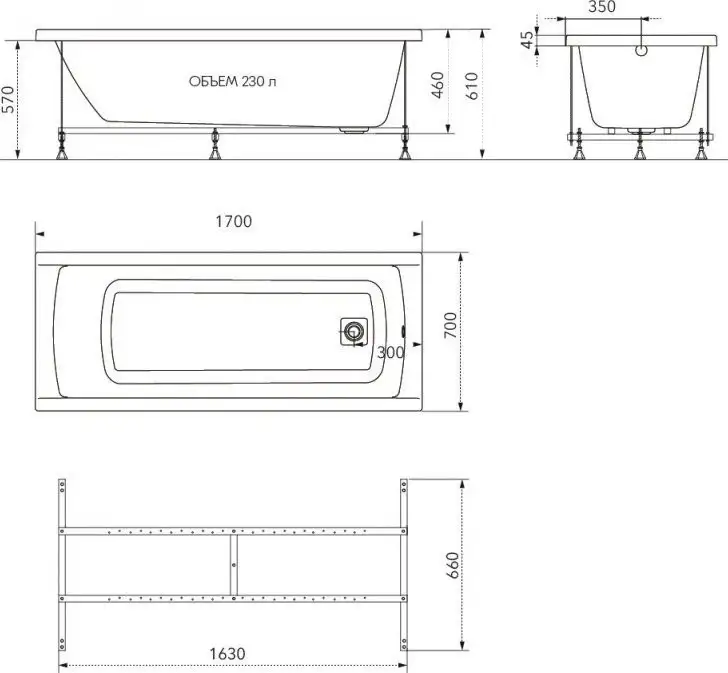 Ванна Maroni Arte 170х70 Щ0000071043 - фото товара