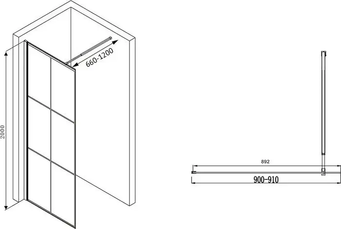 Душевая стенка Abber Immer Offen AG62090B - фото товара