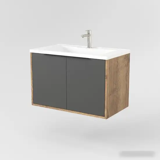 Дабер Тумба под умывальник 018 Andrea Elen 80 Т18.8А.0.22Ч (дуб галифакс/серый/ручка черная) – фото товара