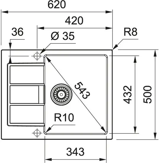 Кухонная мойка Franke Sirius 2.0 S2D 611-62 (500) Tectonite 143.0628.363 (белый) - фото товара