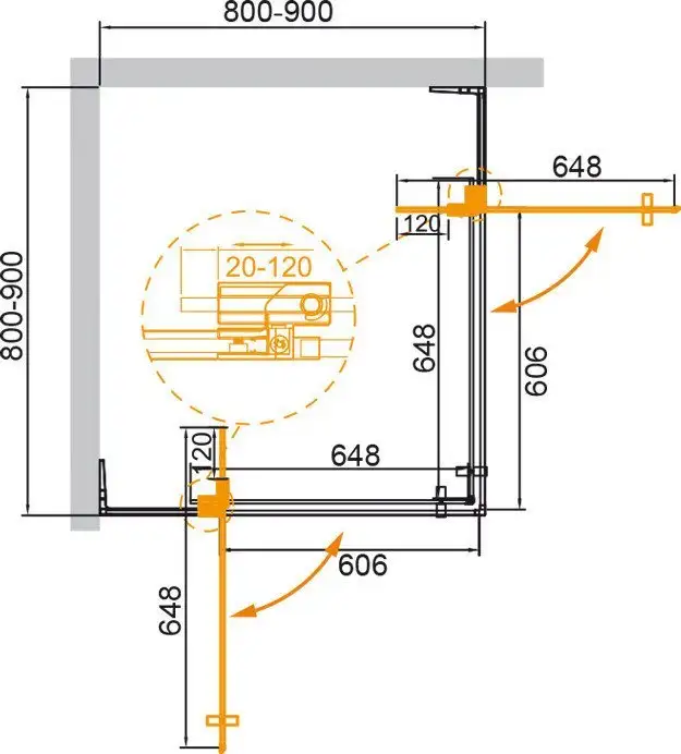 Душевой уголок Cezares SLIDER-A-2-80/90-BR-BORO - фото товара