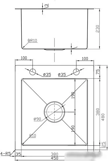 Кухонная мойка Avina HM4548 (нержавеющая сталь) - фото товара