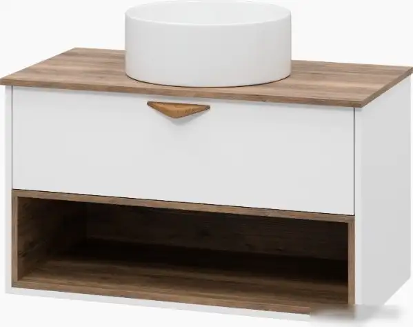 Brevita Тумба под умывальник Bergen 90 BER-07090-19-01-1Я (белый/темное дерево) – фото товара