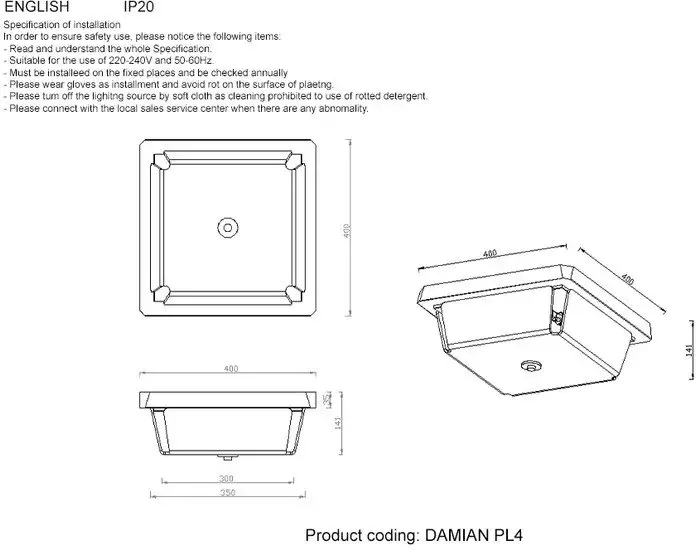 Припотолочная люстра Crystal Lux Damian PL4 (Nickel) – фото товара