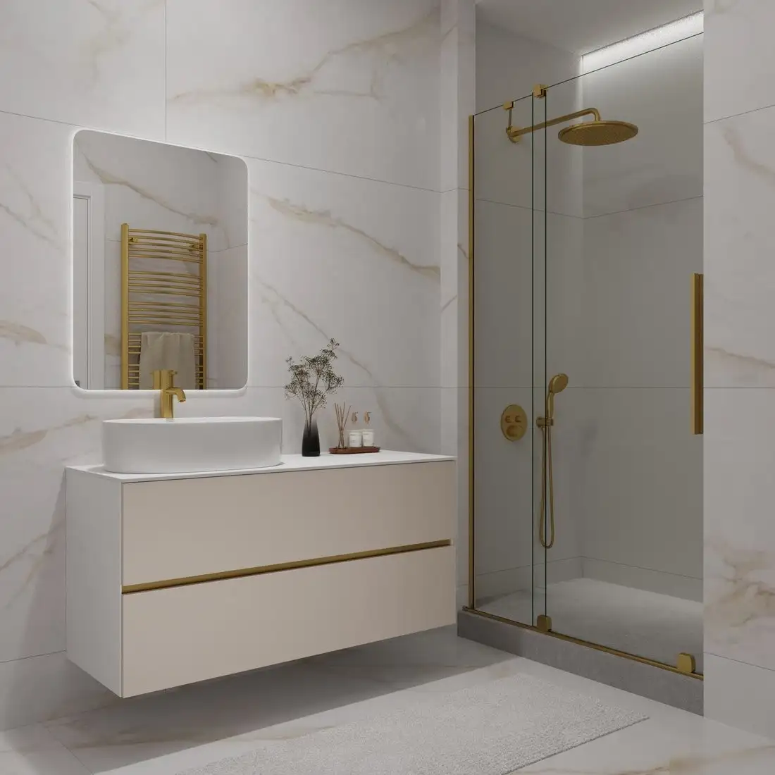 ЗОВ Тумба под умывальник Лира 120 L120MW0MTGVG (тальк) – фото товара