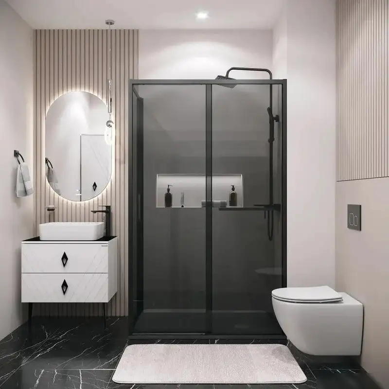 Душевая стенка Grossman Style 90x195 200.K33.05.90.21.10 (черный матовый, стекло тонированное) - фото товара