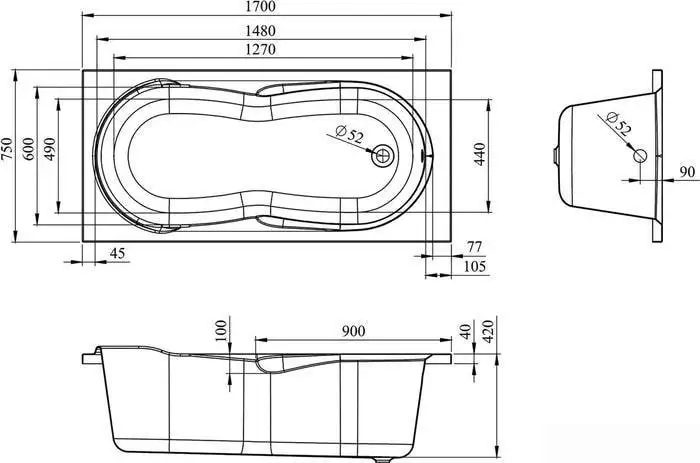 Ванна Lavinia Boho Easter Pro 170x75 37060075 - фото товара