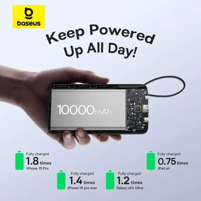 Внешний аккумулятор Baseus Bipow 2 Power Bank 10000mAh (черный) – фото товара