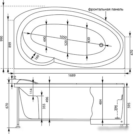 Ванна Aquanet Jersey 170x90 R - фото товара