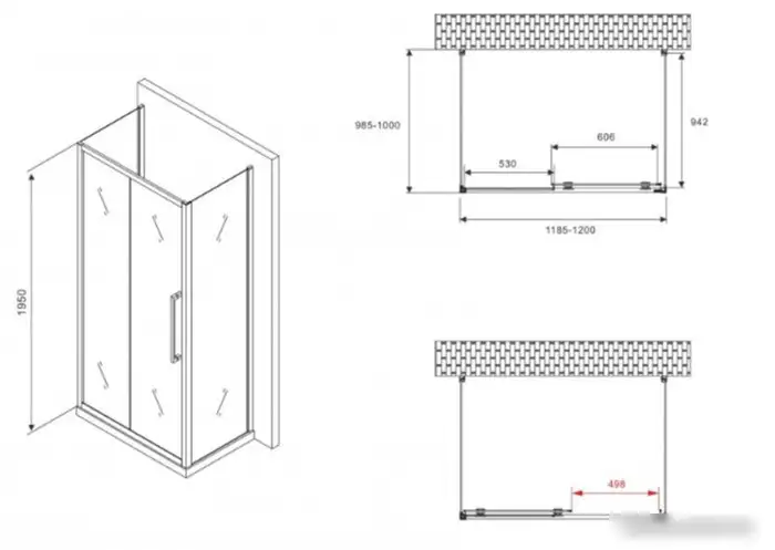 Душевой уголок Abber Schwarzer Diamant AG30120BMH-S100BM-S100BM - фото товара
