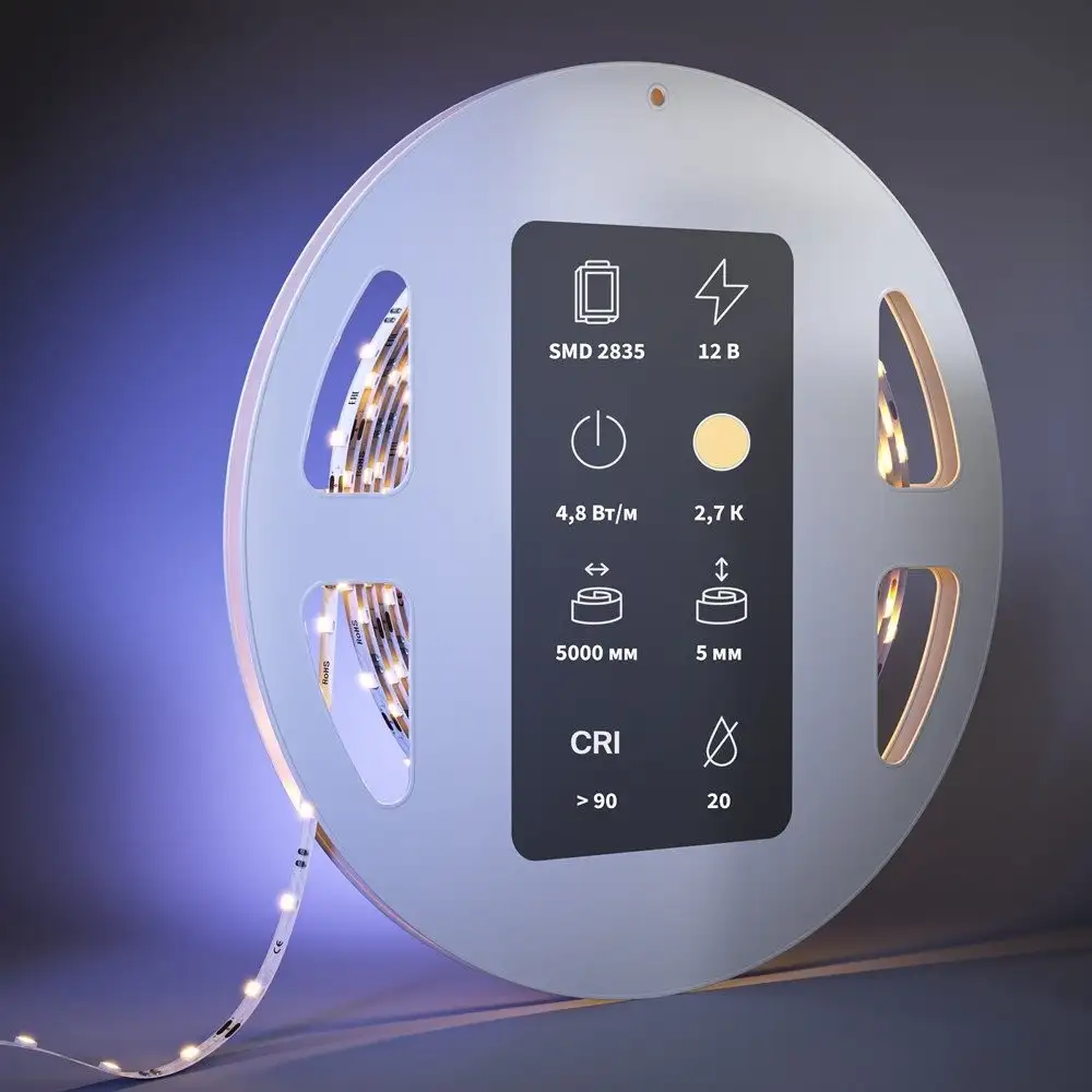 Светодиодная лента Maytoni 12В 2835 4.8Вт/м 2700К 5м IP20 201102 – фото товара