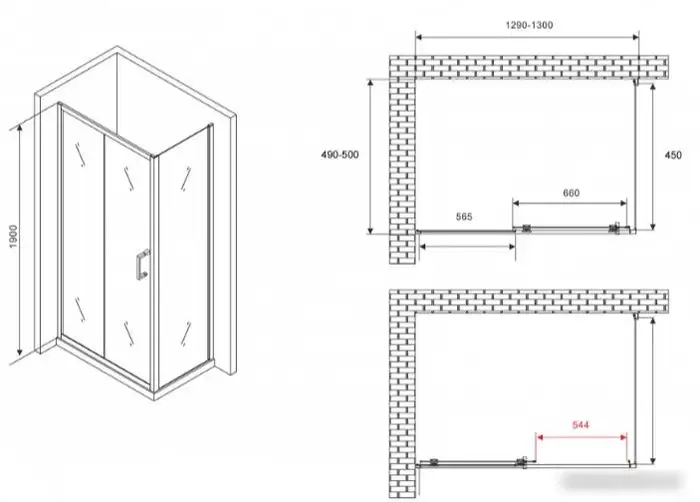Душевой уголок Abber Schwarzer Diamant AG30130B5-S50B5 - фото товара