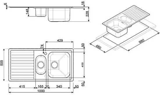 Кухонная мойка Smeg LLR102-2 - фото товара