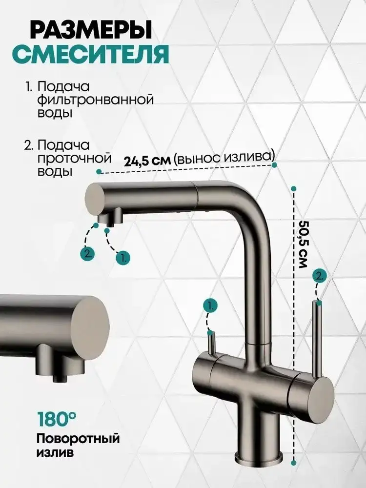 Смеситель Grocenberg GB4097 (графит) - фото товара