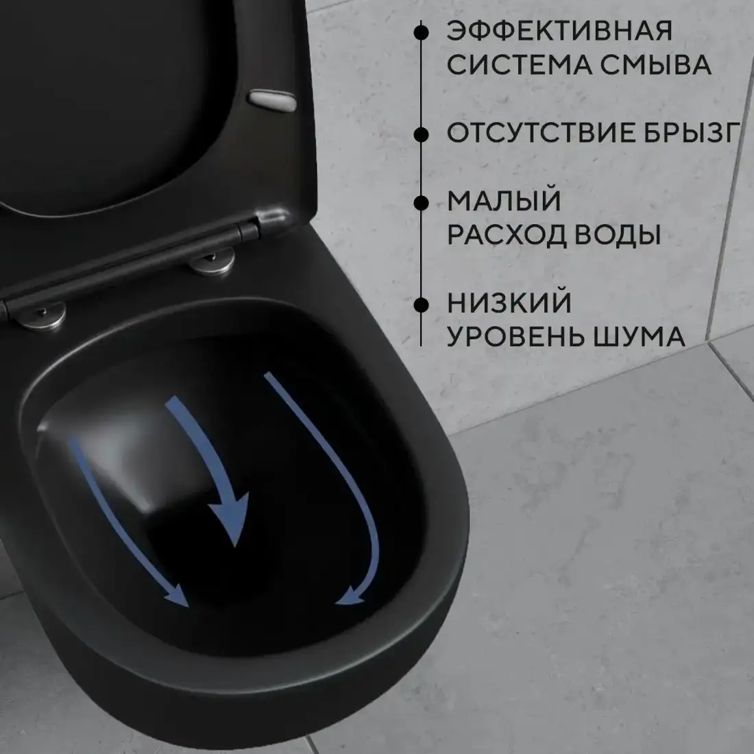 Унитаз подвесной Lauter Sulzdorf + 9400413 (черный с кнопкой смыва) - фото товара