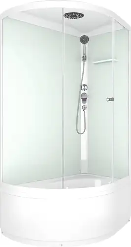 Душевая кабина Domani-Spa Simple 128 high R V1.2 (прозрачное стекло/белый) - предпросмотр изображения Душевая кабина Domani-Spa Simple 128 high R V1.2 (прозрачное стекло/белый) - изображение в каталоге