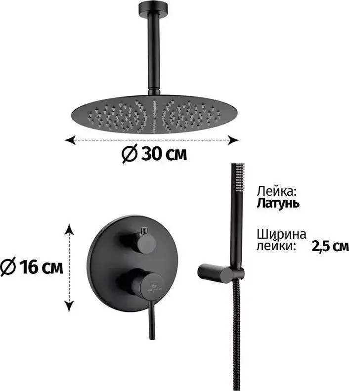 Душевая система Grocenberg GB5099BL-4 (черный матовый) - фото товара