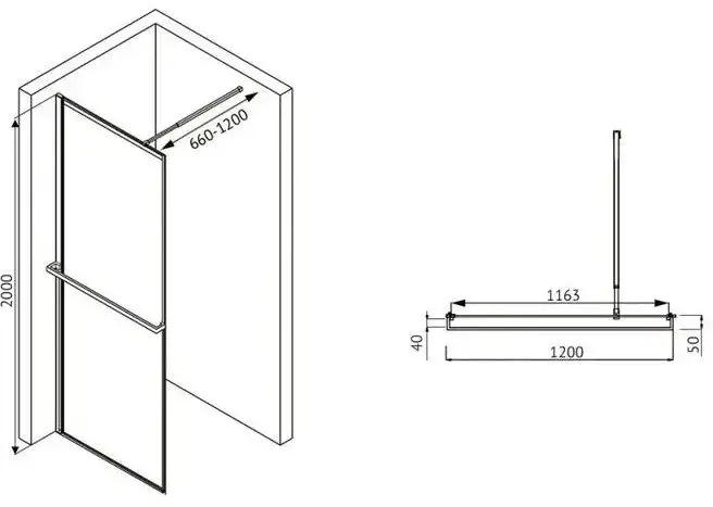 Душевая стенка Abber Immer Offen AG60120B8 - фото товара