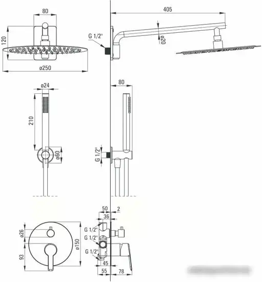 Душевая система Deante Arnika Titanium NAC D9QP - фото товара