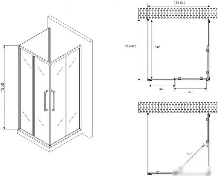 Душевой уголок Abber Schwarzer Diamant AG02080BH-S80B - фото товара