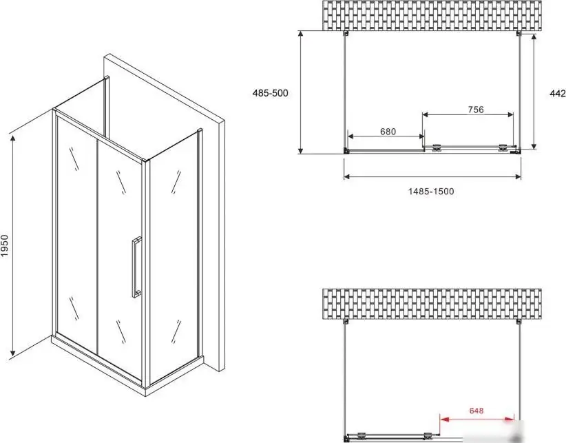 Душевой уголок Abber Schwarzer Diamant AG30150MH-S50M-S50M - фото товара