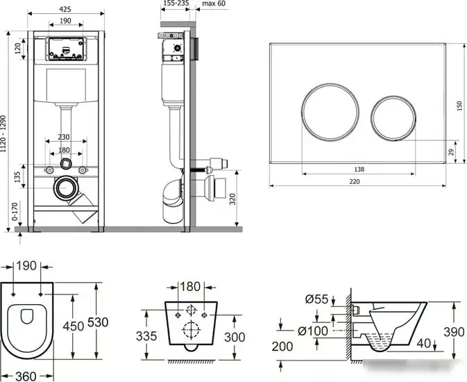 Унитаз Lavinia Boho Relfix Biore Rimless 6 в 1 75110185 (greek black иск. камень) - фото товара
