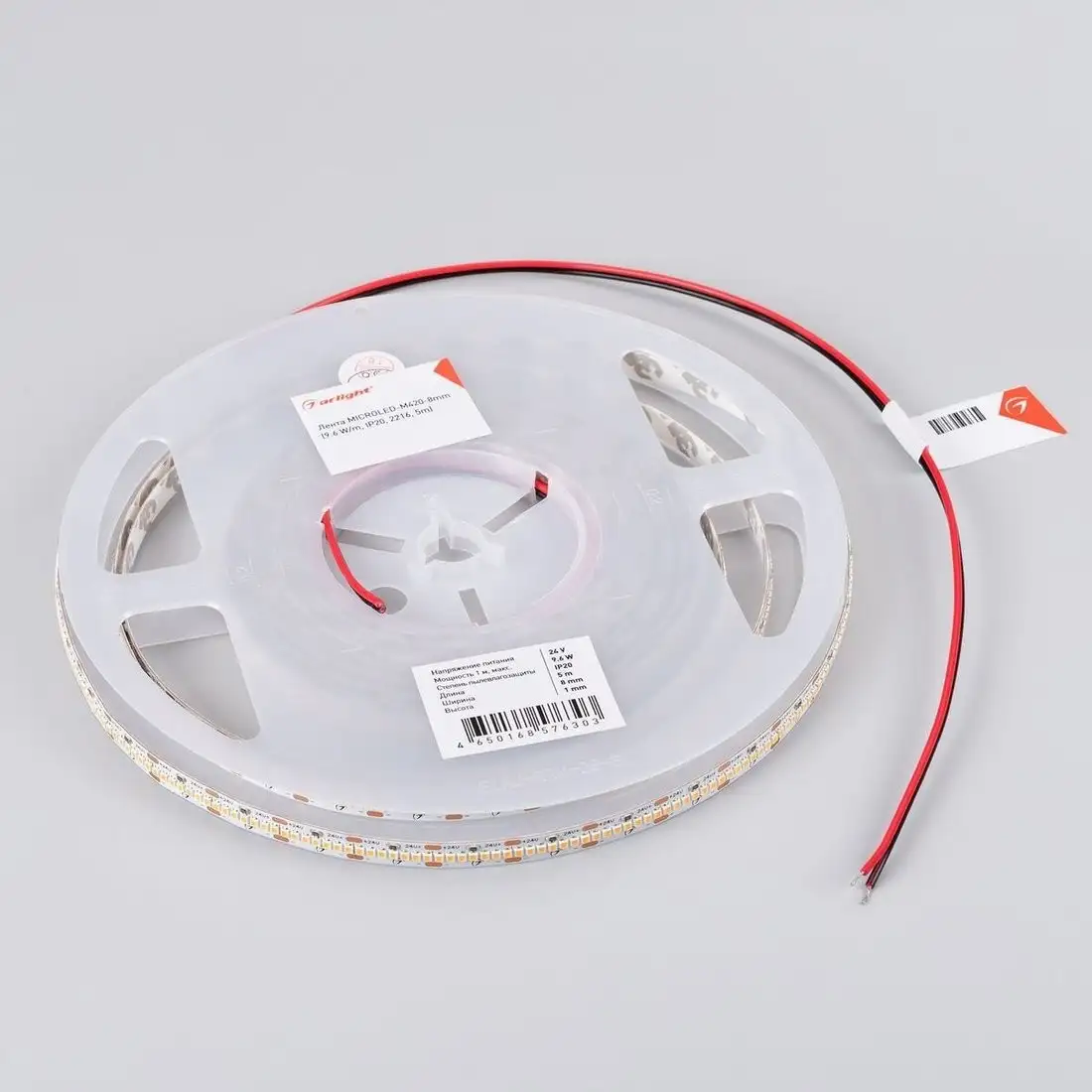 Светодиодная лента Arlight 6W/m 420Led/m 2216SMD теплый белый 5M MICROLED-M420-8mm 24V Warm3000 046744 – фото товара