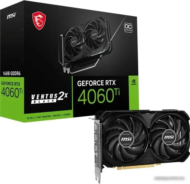 Видеокарта MSI GeForce RTX 4060 Ti Ventus 2X Black 16G OC – фото товара