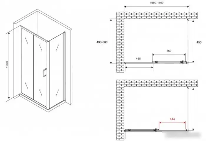 Душевой уголок Abber Schwarzer Diamant AG30110B5-S50B5 - фото товара