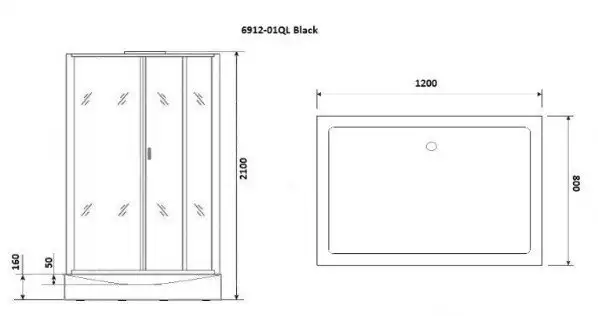 Душевая кабина Niagara NG-6912-01QL Black 120x80x210 (тонированное стекло) - фото товара