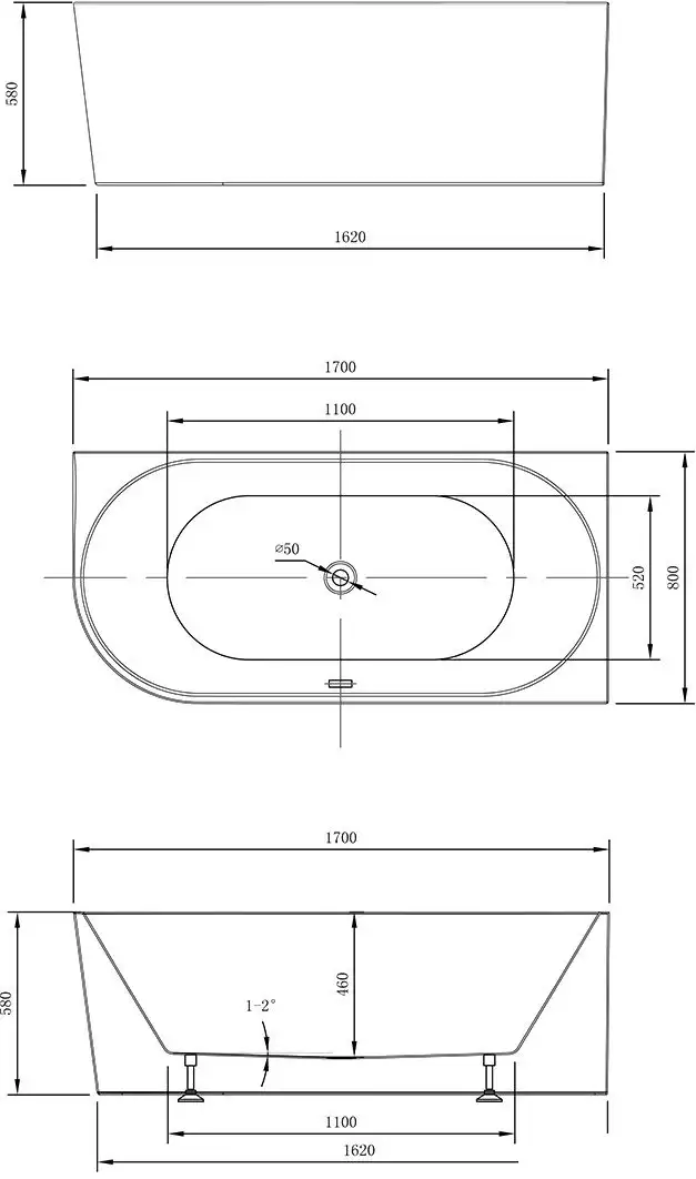Ванна Vincea VBT-402-1700R 170x80R - фото товара