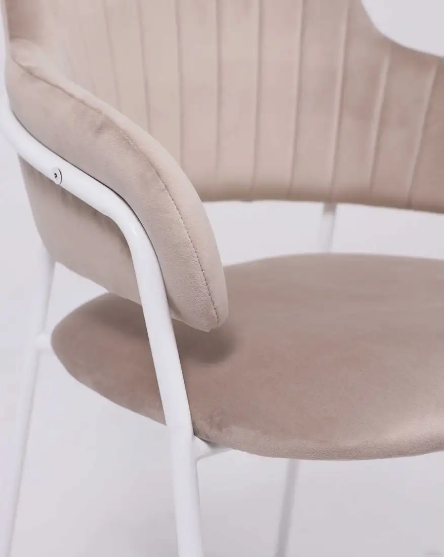 Стул с подлокотниками Алвест AV 448 (серо-бежевый бархат H-08/белый)