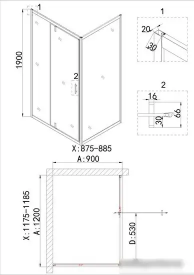 Душевой уголок Niagara NG-43-12AG-A90G 120x90x190 - фото товара