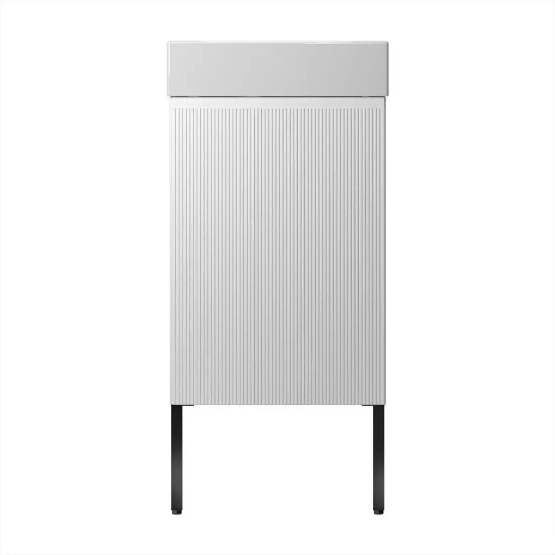 Wellsee Тумба под умывальник 3 в 1 WC Area 221801005 (тумба/матовый белый, раковина/глянцевый белый, ножки/матовый черный) – фото товара