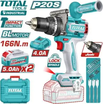 Ударная дрель-шуруповерт Total TIDLI201668 (с 2-мя АКБ, кейс) – изображение в каталоге