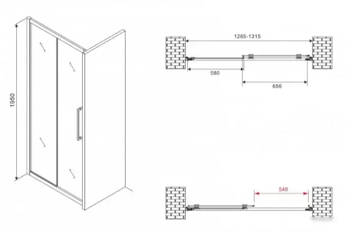 Душевая дверь Abber Schwarzer Diamant AG30130BMH - фото товара